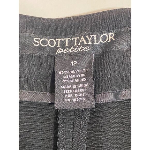 Scott Taylor Petite Fit & Flare Black Skirt Knotted Cord Belt Woman’s 12 NWT - Picture 6 of 10